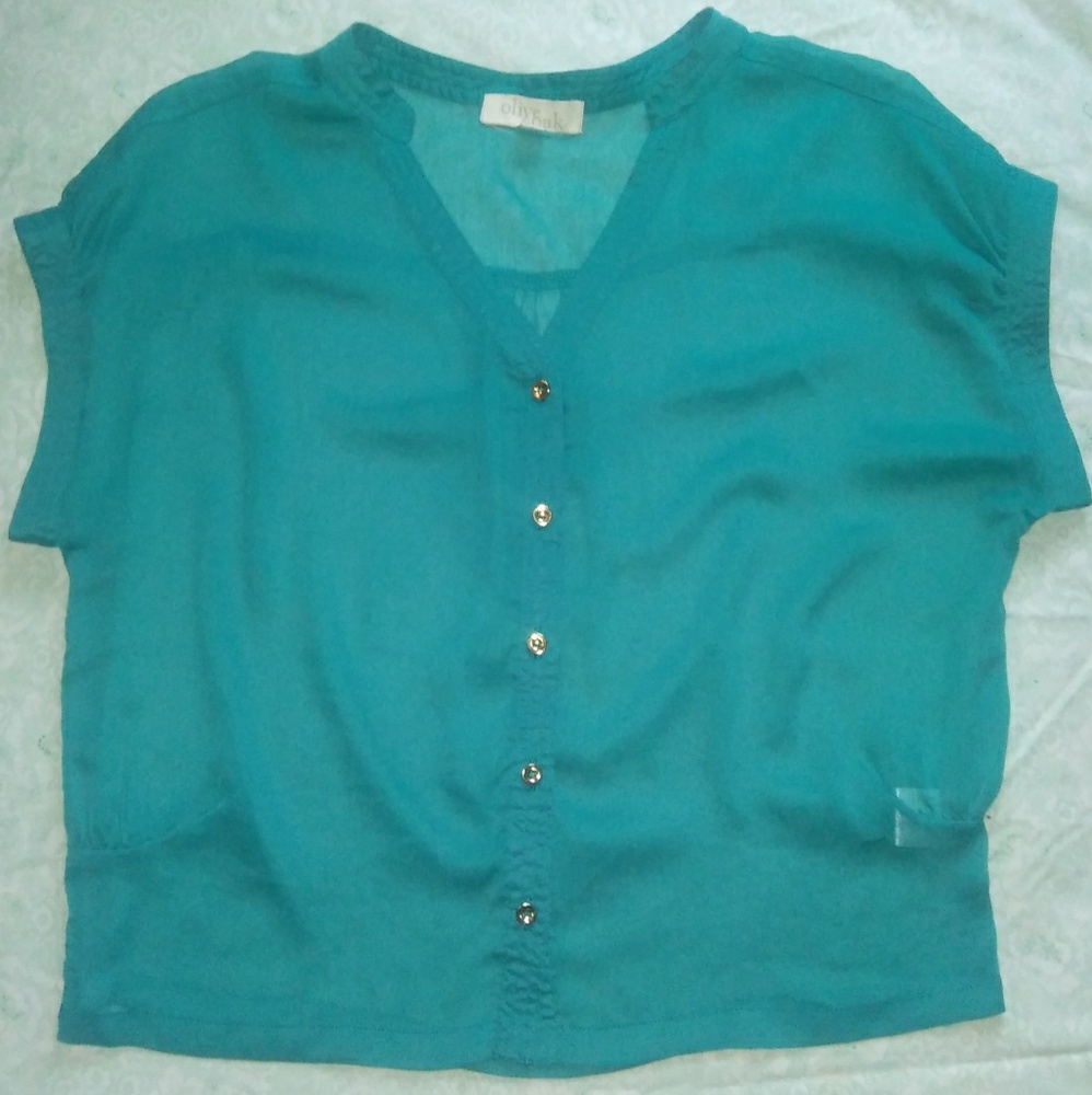 Sea green/teal Olive & Oak sheer button cover-up